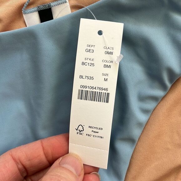 J Crew Swimsuit Size Medium Curved‎ Waist Cheeky Bikini Bottom Light Blue - Picture 3 of 6